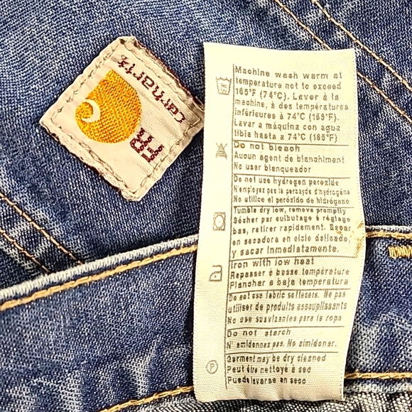 CARHARTT 36x32 STRAIGHT MEN'S CARPENTER 2018 DENIM FADED BLUE WIDE LEG JEANS - Picture 7 of 8